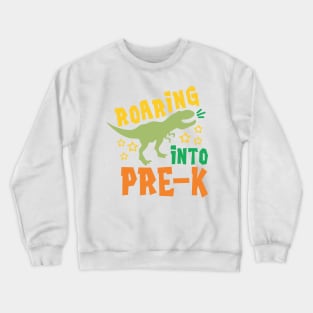 Roaring into Pre-K Back to School Kids Dinosaur Crewneck Sweatshirt